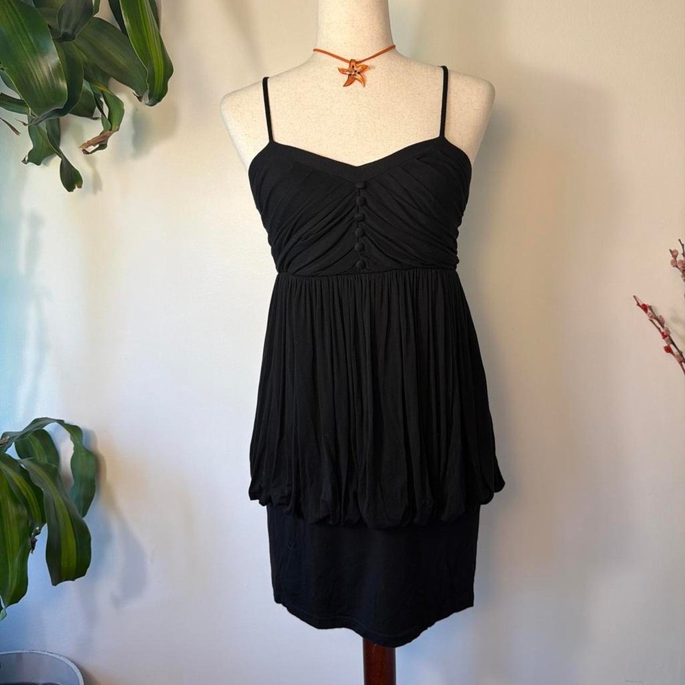 Twelve by Twelve Los Angeles Black Bubble Skirt Babydoll Mini Dress Y2K Medium